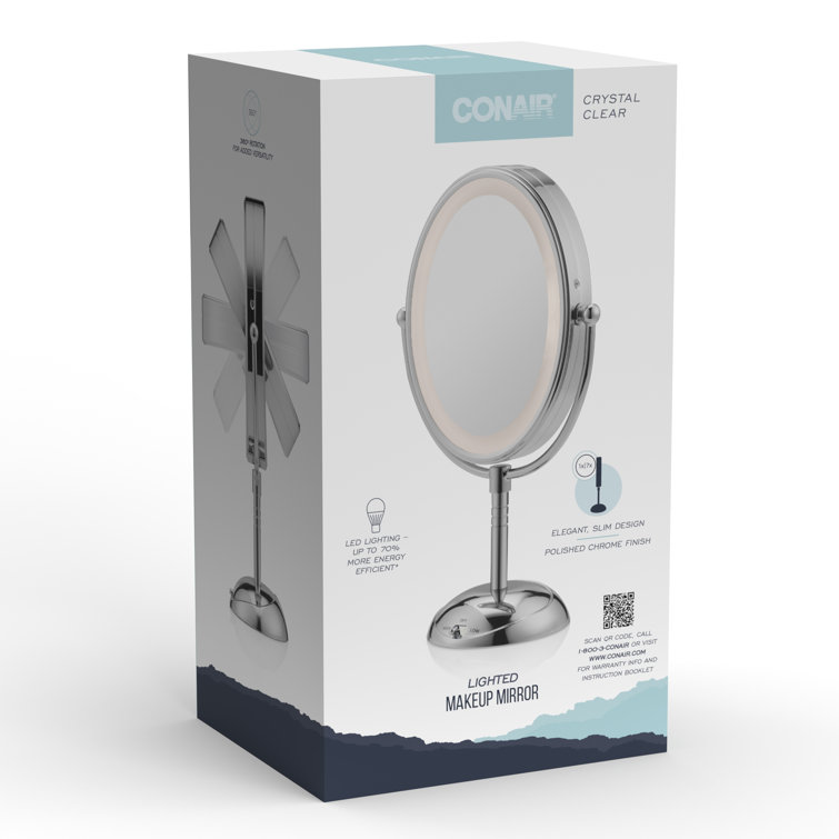 Conair 1x/7x Magnification LED Oval Polished Chrome Mirror Battery